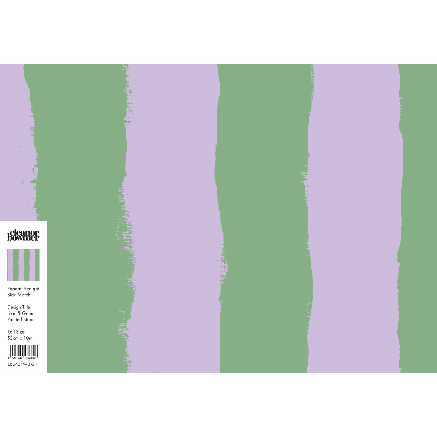 Lilac & Green Painted Stripe Wallpaper
