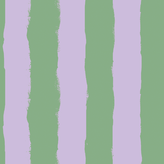 Lilac & Green Painted Stripe Wallpaper