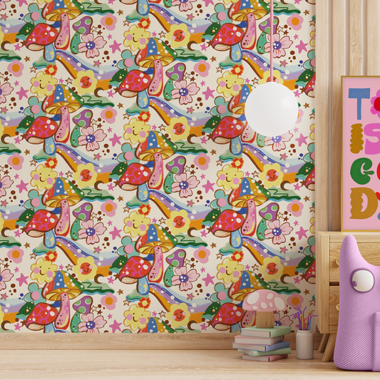 Rainbow Mushrooms Wallpaper