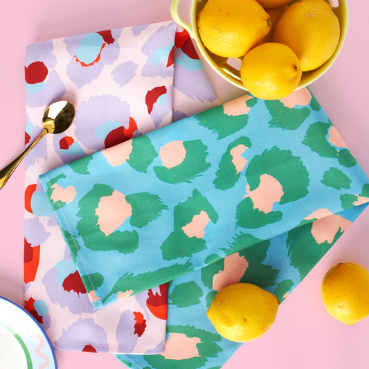 Blue & Green Leopard Tea Towel