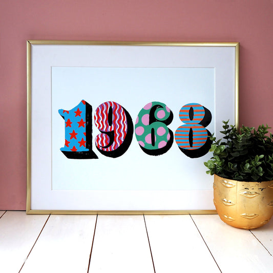 POP Numbers Personalised Date Print Horizontal