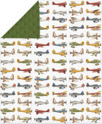 Airplanes Vintage Models Aircraft Baby Blankets for Girl Boy Antiqued Planes Soft Mink Dotted Backing Double Layer Swaddle Receiving Blanket for Toddler Nursery Retro Planes Bed Blanket Crib 30x40