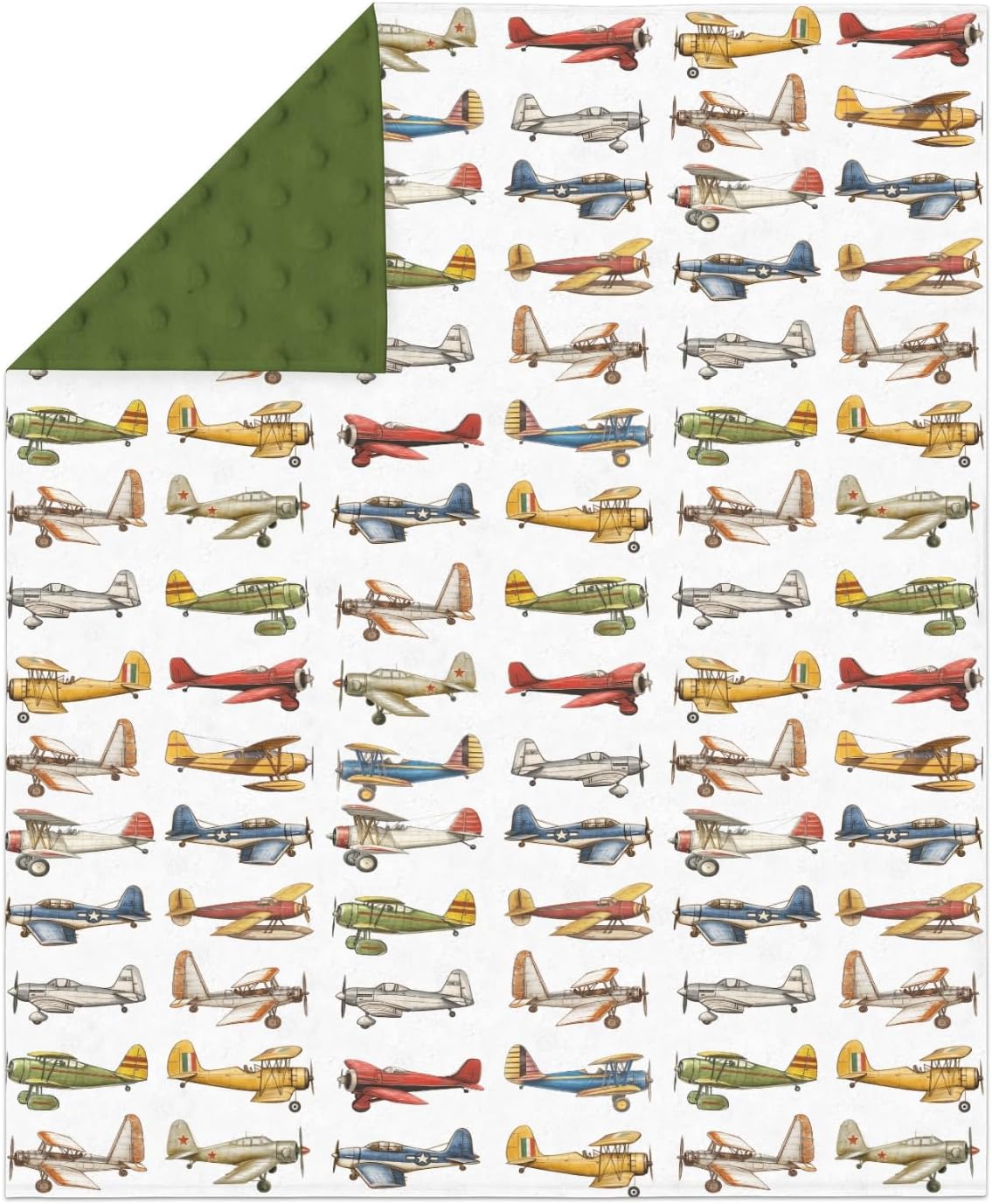 Airplanes Vintage Models Aircraft Baby Blankets for Girl Boy Antiqued Planes Soft Mink Dotted Backing Double Layer Swaddle Receiving Blanket for Toddler Nursery Retro Planes Bed Blanket Crib 30x40