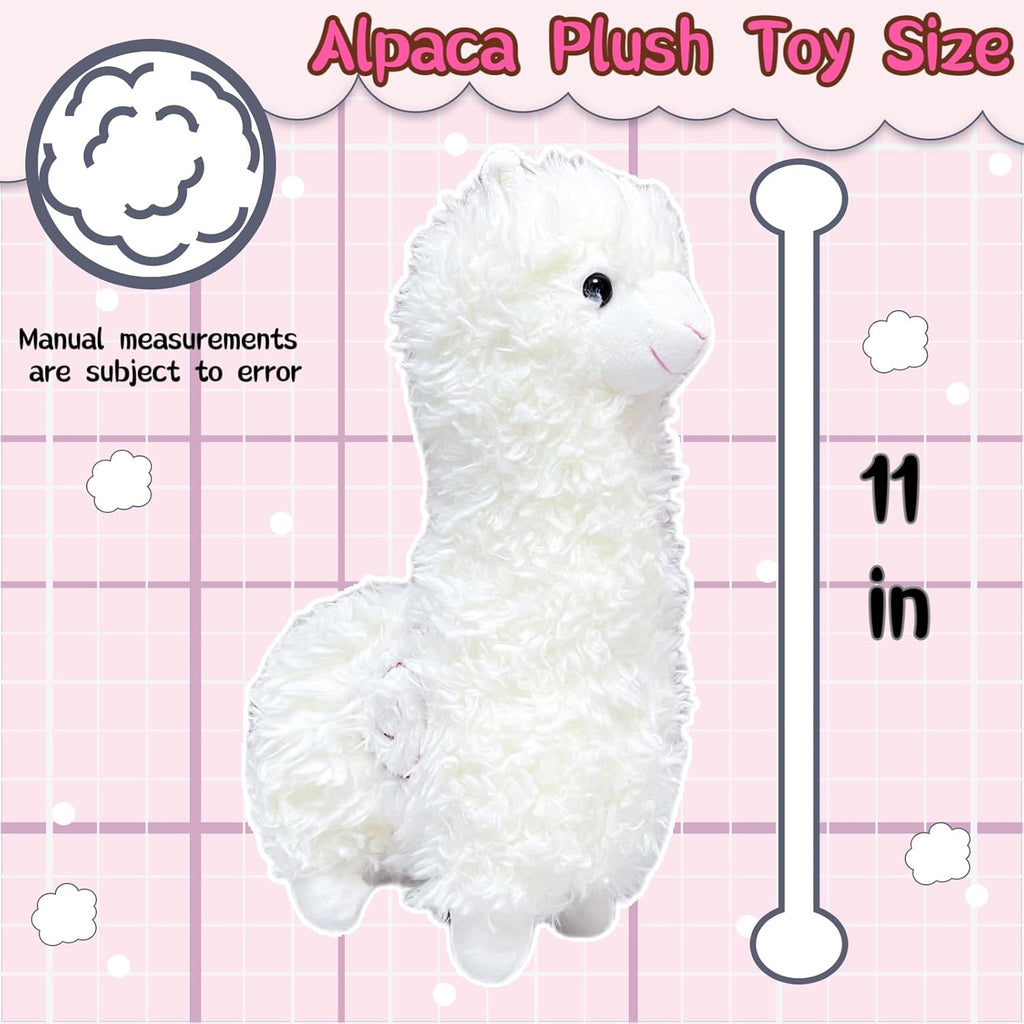 11" White Alpaca Stuffed Animals for Girls and Boys, Cute Llama Animal Plush Toys for Kids, Soft Stuffed Alpaca Plush Toy, Kawaii Valentines Day Plushies, Party Favors, Easter Basket Stuffers