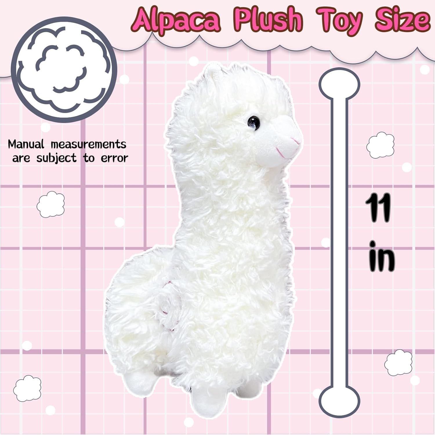 11" White Alpaca Stuffed Animals for Girls and Boys, Cute Llama Animal Plush Toys for Kids, Soft Stuffed Alpaca Plush Toy, Kawaii Valentines Day Plushies, Party Favors, Easter Basket Stuffers