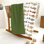 Airplanes Vintage Models Aircraft Baby Blankets for Girl Boy Antiqued Planes Soft Mink Dotted Backing Double Layer Swaddle Receiving Blanket for Toddler Nursery Retro Planes Bed Blanket Crib 30x40
