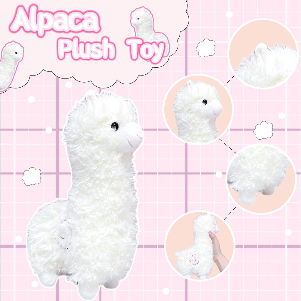 11" White Alpaca Stuffed Animals for Girls and Boys, Cute Llama Animal Plush Toys for Kids, Soft Stuffed Alpaca Plush Toy, Kawaii Valentines Day Plushies, Party Favors, Easter Basket Stuffers