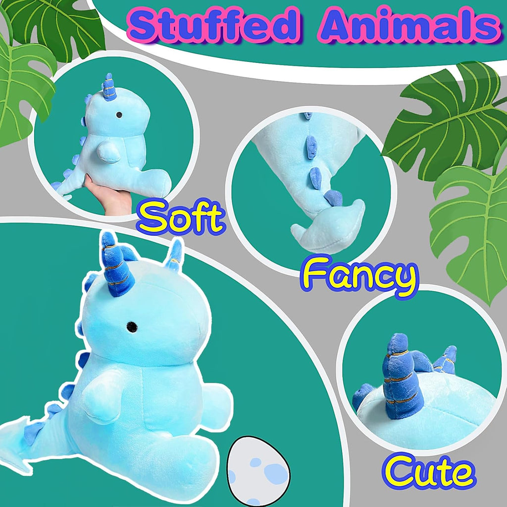 NuomiYue 10 Inch Blue Dinosaur Stuffed Animal Plush Toys, Cute Dinosaur Stuffed Animals for Boys and Girls, Kawaii Dino Plushies, Dino Plush Toys for Classroom Prizes, Birthday Gifts, Party Favors