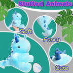 NuomiYue 10 Inch Blue Dinosaur Stuffed Animal Plush Toys, Cute Dinosaur Stuffed Animals for Boys and Girls, Kawaii Dino Plushies, Dino Plush Toys for Classroom Prizes, Birthday Gifts, Party Favors