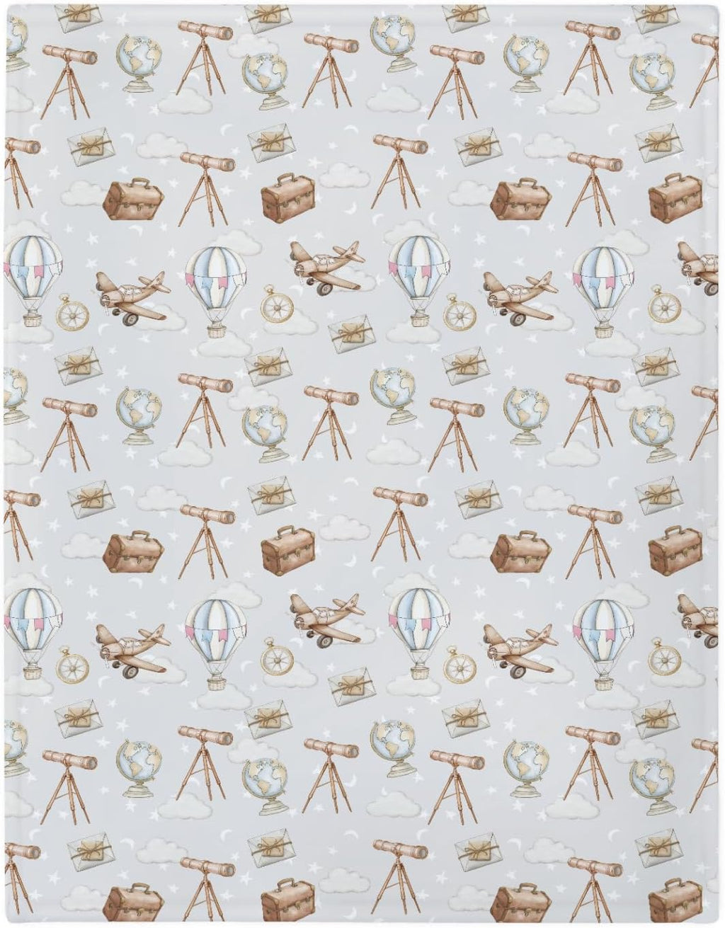 Adventure Baby Blankets for Boy Girl Travel Planes Compass Luggage Globe Explore Soft Flannel Swaddle Receiving Blankets for Infant Toddler Crib Newborn Holiday Vacation Nursery Bed Blanket 30x40