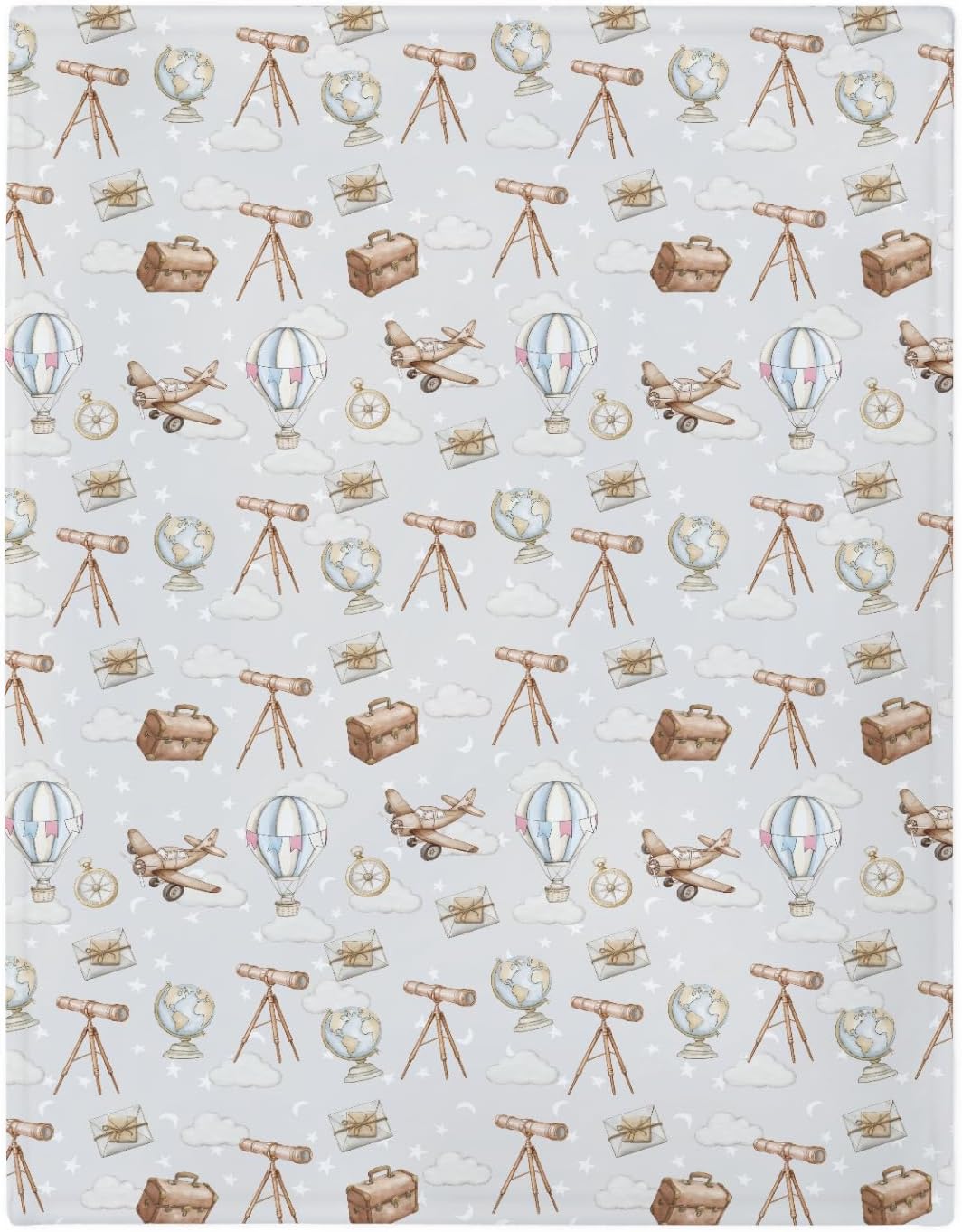 Adventure Baby Blankets for Boy Girl Travel Planes Compass Luggage Globe Explore Soft Flannel Swaddle Receiving Blankets for Infant Toddler Crib Newborn Holiday Vacation Nursery Bed Blanket 30x40