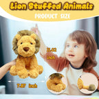 10" Cute Lion Stuffed Animal Plush Toys for Kids, Soft Lion Baby Stuffed Animals Plush Toy for Safari Nursery Decor, Kawaii Zoo Plushies for Birthday, Zoo Theme Party Favors