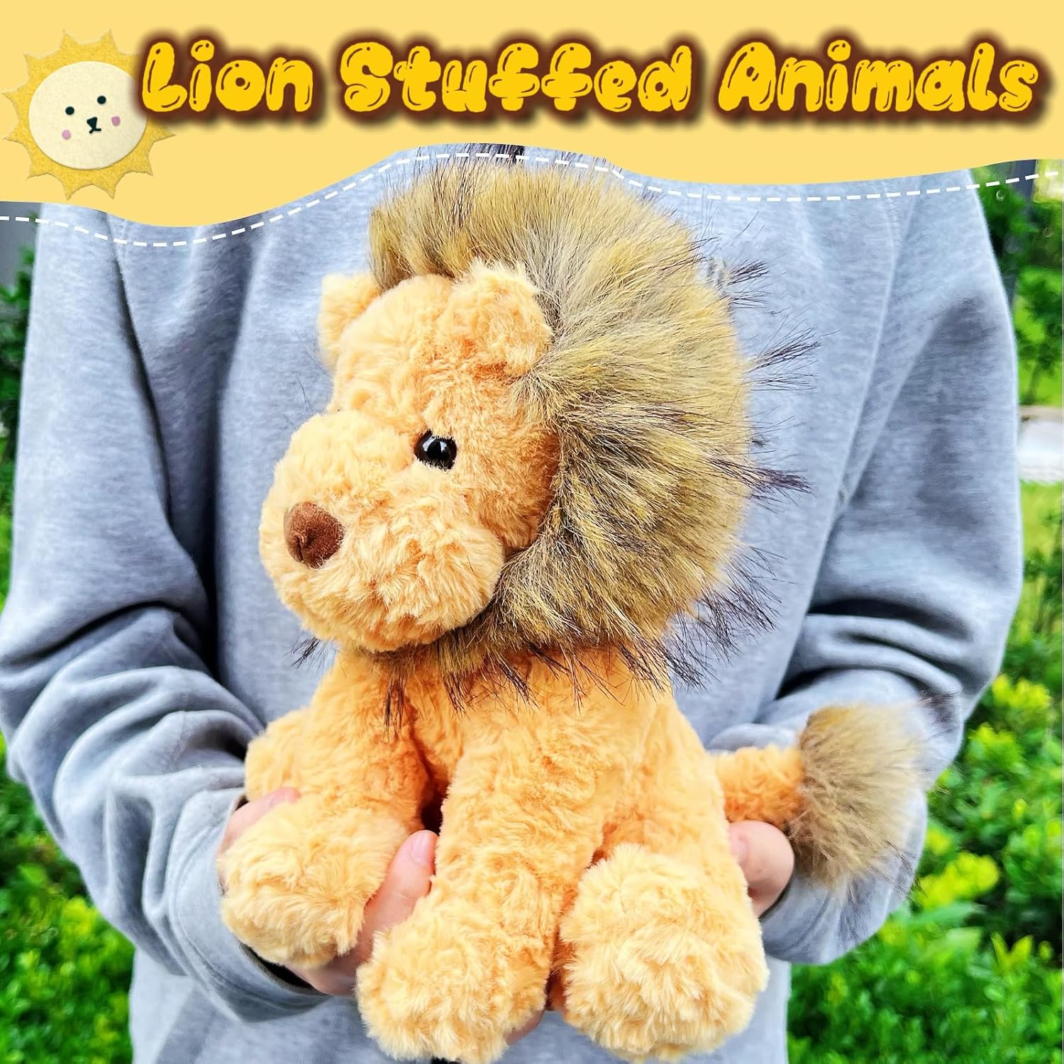 10" Cute Lion Stuffed Animal Plush Toys for Kids, Soft Lion Baby Stuffed Animals Plush Toy for Safari Nursery Decor, Kawaii Zoo Plushies for Birthday, Zoo Theme Party Favors