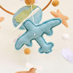 Airplane Baby Crib Mobile, Plane Mobile for Crib, Travel Nursery Decor for Boys, Neutral Vintage Baby Shower Gift, with Clouds, Stars & Globe