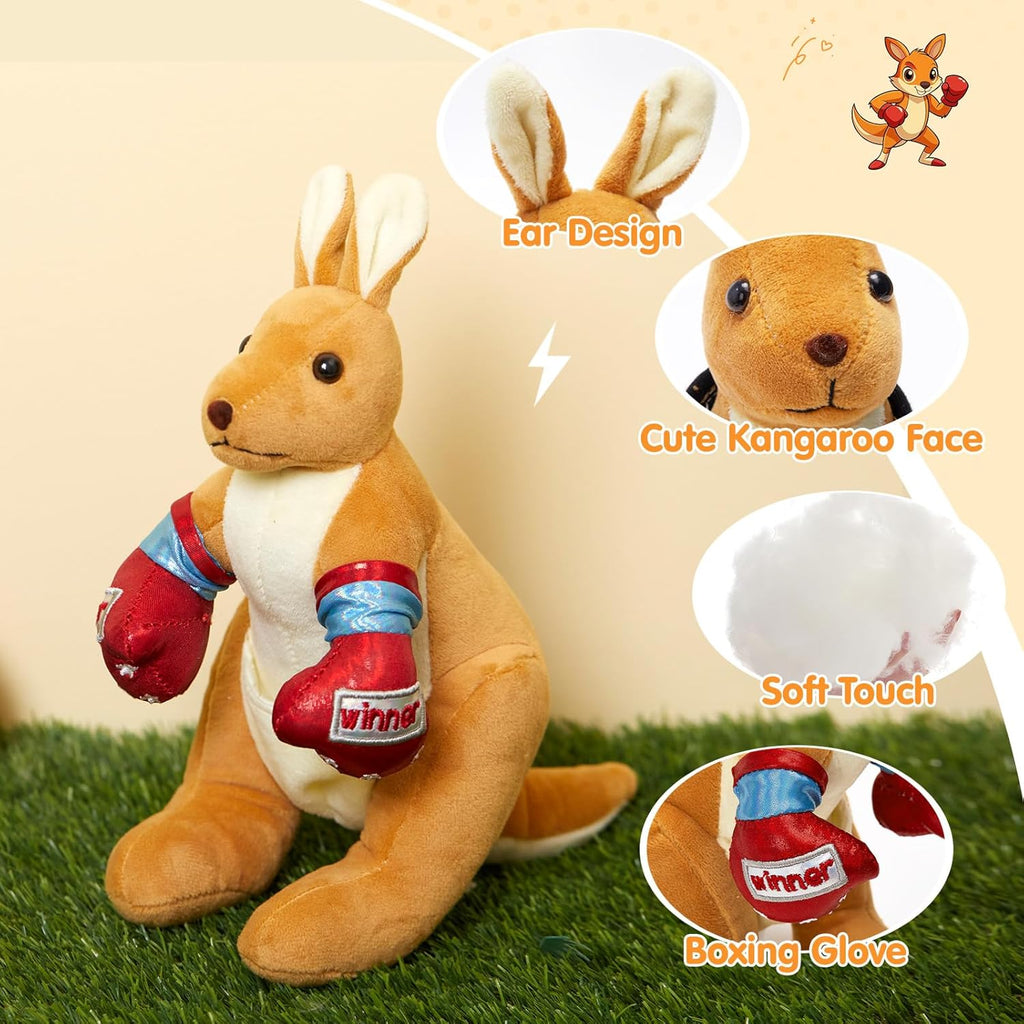 FunBase Boxing Kangaroo Plush Toy Stuffed Animal Kangaroo Plush Toys Playful Ease - Timeless Companions Birthday Gift,Boxing Kangaroo Stuffed Animal Ideal Present for Kids,Boys and Girls,11"