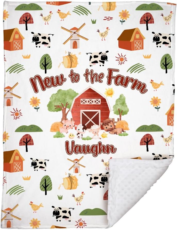 Farm Animals Baby Blankets, Minky Blanket for Boys Girl with Double Layer Dotted Backing for Infant Toddler, 30x40 inches Warm Soft Lightweight Nursery Bed Blanket Crib (03)