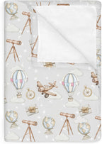 Adventure Baby Blankets for Boy Girl Travel Planes Compass Luggage Globe Explore Soft Flannel Swaddle Receiving Blankets for Infant Toddler Crib Newborn Holiday Vacation Nursery Bed Blanket 30x40