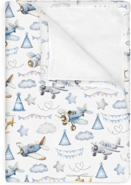 Adventure Baby Blankets for Boy Girl Travel Planes Compass Luggage Globe Explore Soft Flannel Swaddle Receiving Blankets for Infant Toddler Crib Newborn Holiday Vacation Nursery Bed Blanket 30x40