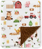 Farm Animals Baby Blankets, Minky Blanket for Boys Girl with Double Layer Dotted Backing for Infant Toddler, 30x40 inches Warm Soft Lightweight Nursery Bed Blanket Crib (03)