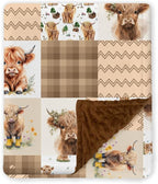 Highland Cow Baby Blanket, Western Minky Blankets for Boys Girls, Nursery Room Decor, Soft Warm Lightweight Nursery Bed Blanket for Newborn Toddlers Son Daughter