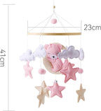 Baby Crib Mobile - Pink Bear Mobile for Crib, Felt Cloud Nursery for Boys and Girls - for Infant Bedroom Hanging Decoration
