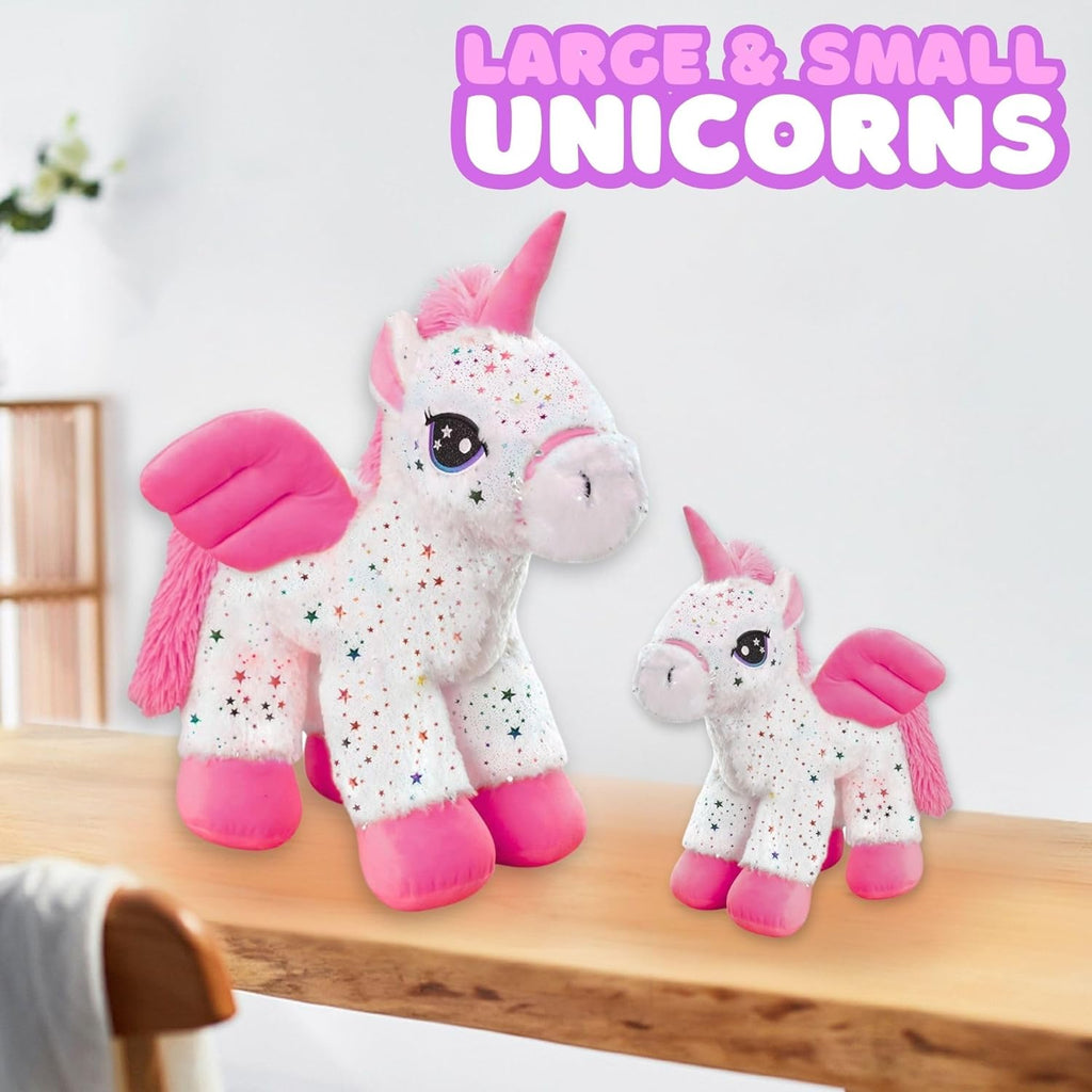ZooPurrPets 2-Pack Pink Unicorn Stuffed Animal Plush Toys – Soft & Cuddly Mom & Baby Unicorn Set (18” & 9”) – Adorable Gift for Girls & Boys, Toddlers & Kids – Magical Plush Toy Bundle