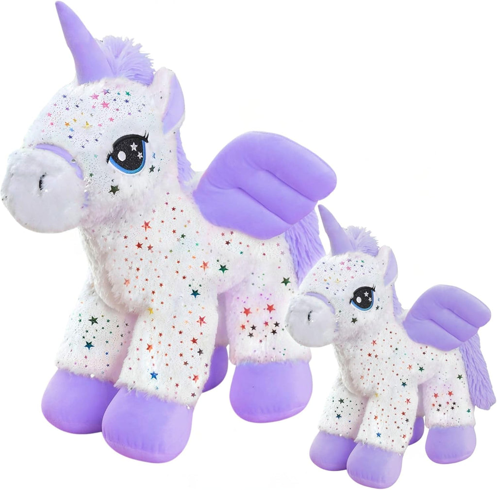 ZooPurrPets 2-Pack Pink Unicorn Stuffed Animal Plush Toys – Soft & Cuddly Mom & Baby Unicorn Set (18” & 9”) – Adorable Gift for Girls & Boys, Toddlers & Kids – Magical Plush Toy Bundle