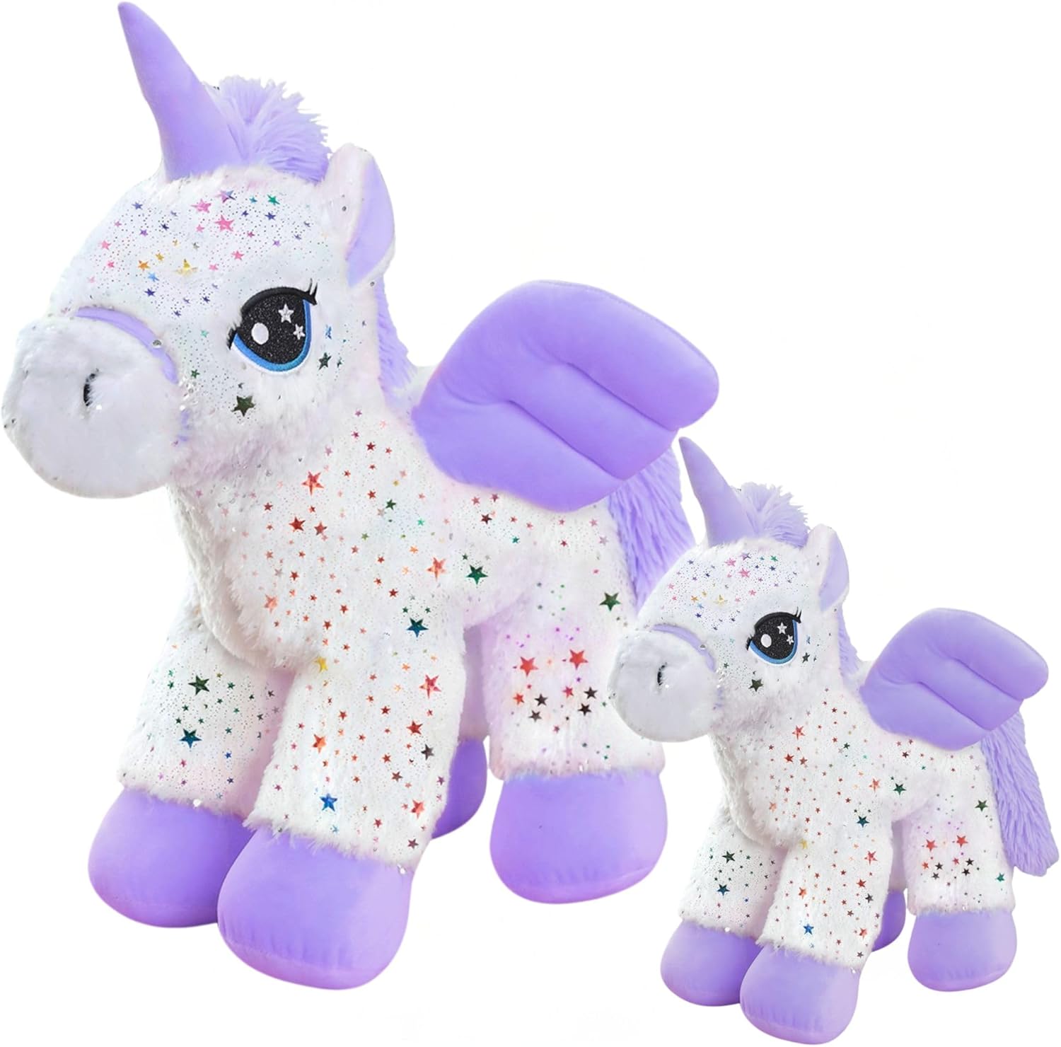 ZooPurrPets 2-Pack Pink Unicorn Stuffed Animal Plush Toys – Soft & Cuddly Mom & Baby Unicorn Set (18” & 9”) – Adorable Gift for Girls & Boys, Toddlers & Kids – Magical Plush Toy Bundle