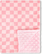 Baby Blankets for Girls, Toddler Newborn Blanket Double Layer with Dotted Backing Crib Receiving Blanket for Toddler Nursery Bed Blanket, Pink Bow, 30x40 Inches