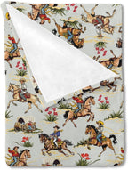 Vintage Cowboy Horse Rider Baby Blanket Boy Girl Retro Western Cowboy Swaddle Blanket Dessert Wild West Receiving Blanket Soft Flannel Bed Blanket for Newborn Toddler Nursery Crib Playmat 30x40