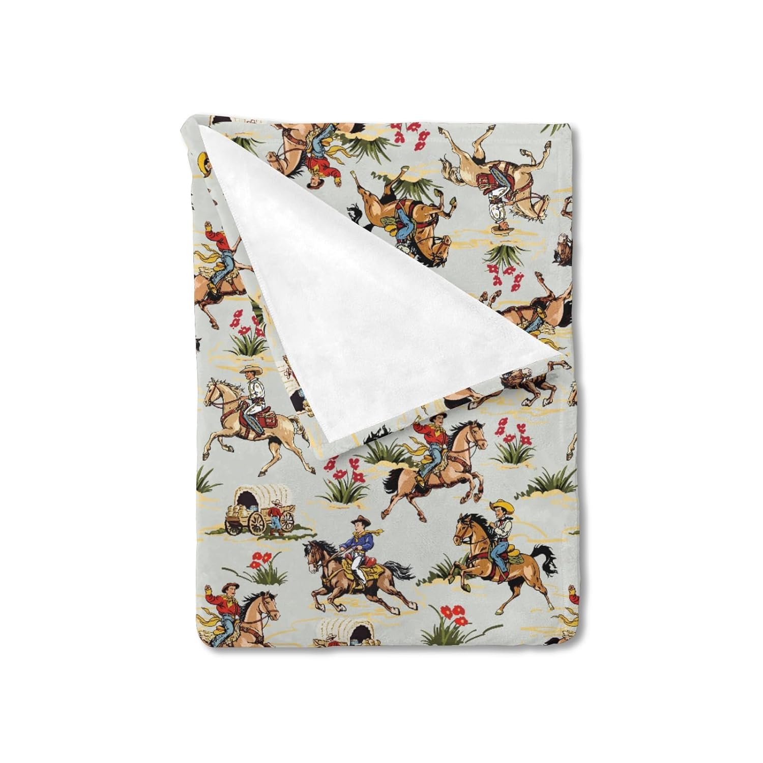 Vintage Cowboy Horse Rider Baby Blanket Boy Girl Retro Western Cowboy Swaddle Blanket Dessert Wild West Receiving Blanket Soft Flannel Bed Blanket for Newborn Toddler Nursery Crib Playmat 30x40