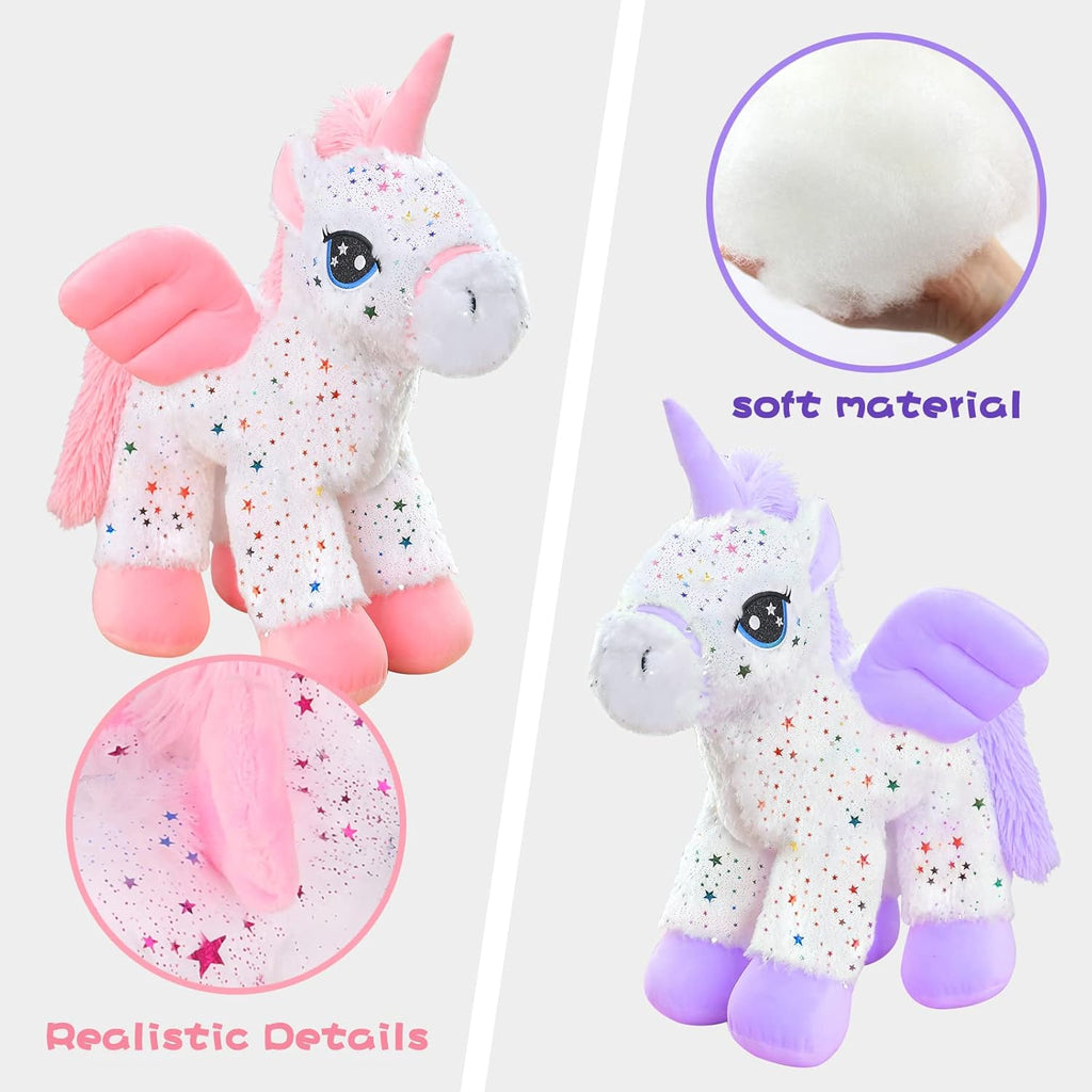 ZooPurrPets 2-Pack Pink Unicorn Stuffed Animal Plush Toys – Soft & Cuddly Mom & Baby Unicorn Set (18” & 9”) – Adorable Gift for Girls & Boys, Toddlers & Kids – Magical Plush Toy Bundle
