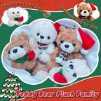 NuomiYue Brown Teddy Bear Stuffed Animal, 9.84" Cute Stuffed Animals Plush Toy with Christmas Hat, Soft and Huggable Teddy Bear Plush Toys for Girls and Boys, Decorations, Party Favors