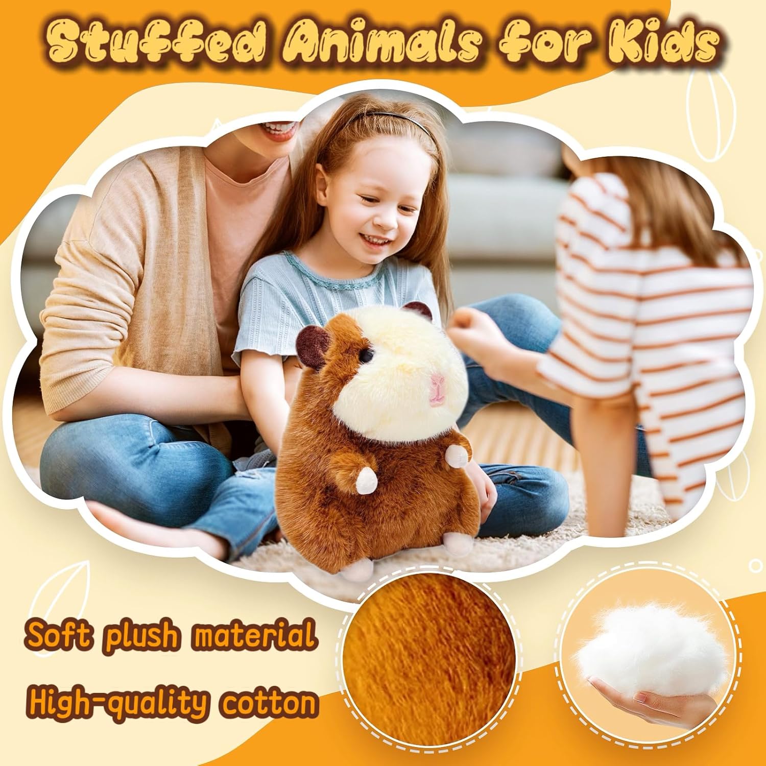 Brown Guinea Pig Plush Toys for Kids, 8" Cute Guinea Pig Stuffed Animals for Girls and Boys, Soft Stuffed Guinea Pig Pillow Pet, Party Favors, Easter Basket Stuffers, Birthday Gift