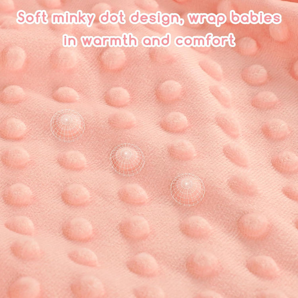 Baby Blankets for Girls, Toddler Newborn Blanket Double Layer with Dotted Backing Crib Receiving Blanket for Toddler Nursery Bed Blanket, Pink Bow, 30x40 Inches