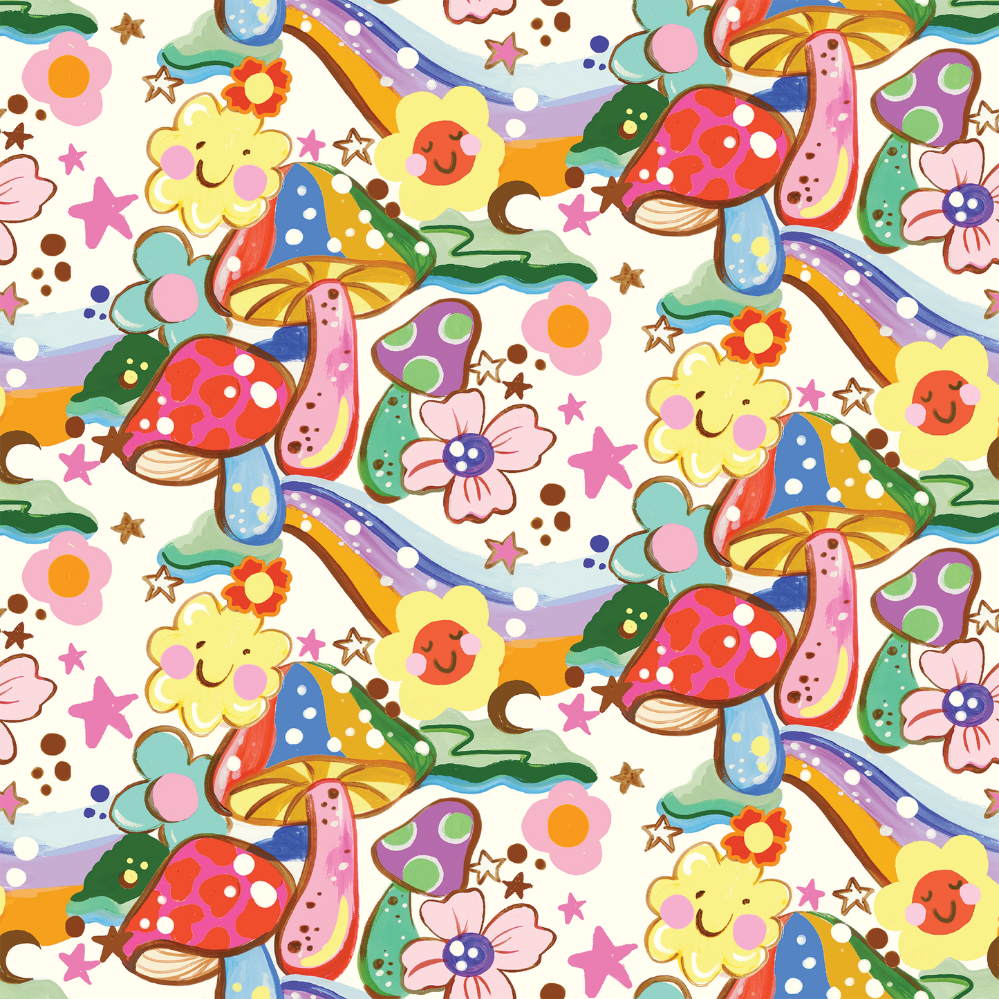 Rainbow Mushrooms Wallpaper