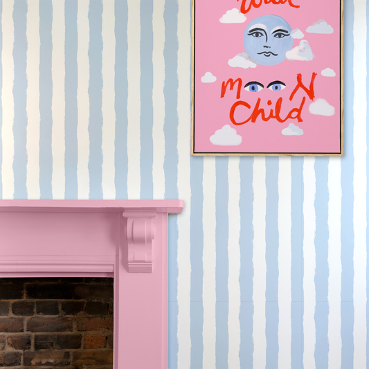 Blue Painted Stripe Wallpaper
